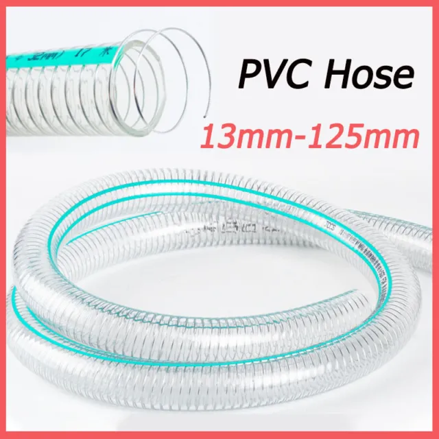Heavy Duty Braided Wire Reinforced Clear Flexible PVC Hose Pipe - Water Air Fuel