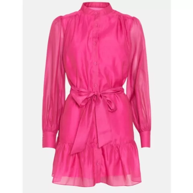 Oasis Long Sleeve Organza Mini Shirt Dress In Pink UK Size 12 BNWT