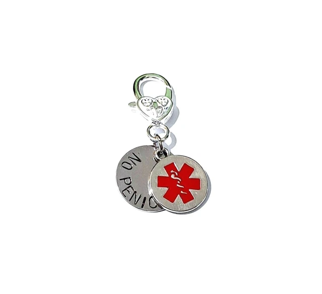 Llavero y disco médico con etiqueta de advertencia de emergencia SOS 25 mm de alerta médica