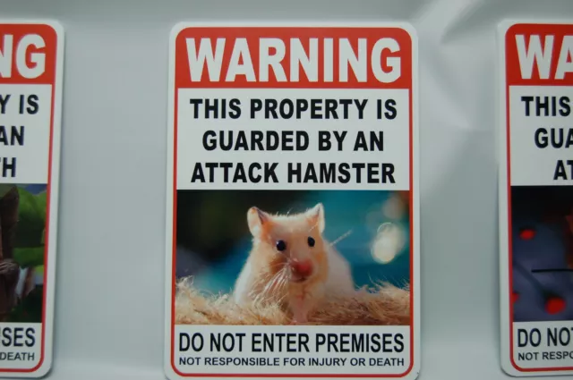 WARNING ATTACK Hamster Pet Guard on Duty sign lettering yard security Property
