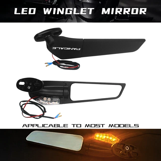 For Ducati PANIGALE V4 Rearview Mirrors with LED Rotating Adjustable Wing Mirror