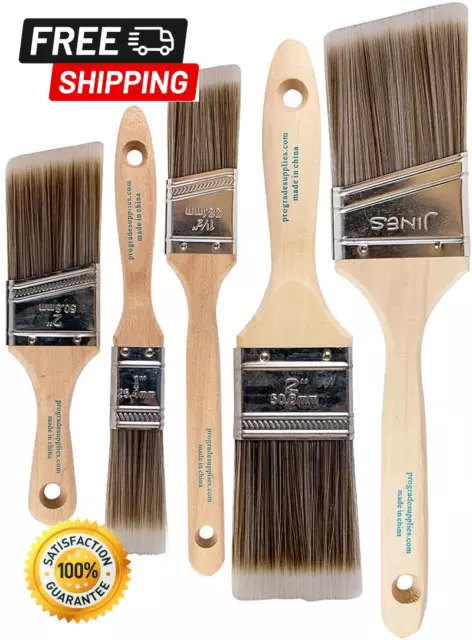 PeGrade Paint Brush Set. 5PK Angle Paint Brushes Wall, Trim , House