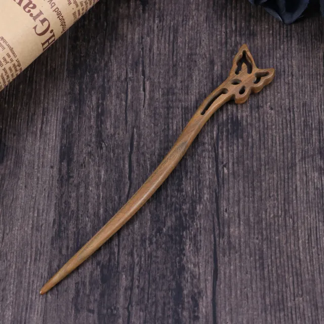 Handmade Carved Hair Clip Vintage Chopsticks Hairpin Clockwork Wooden