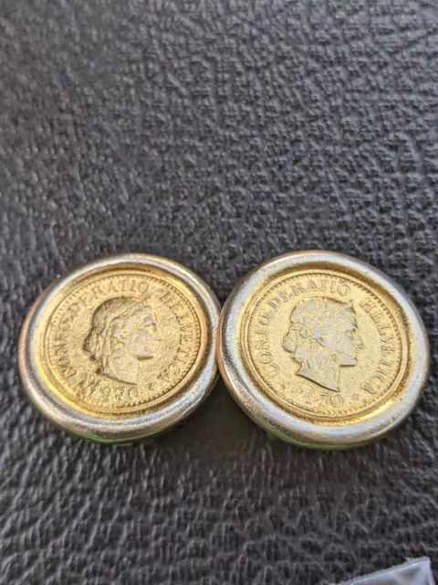 Vintage Ben-Amun Swiss Coin Clip-On Earrings Gold Plated Signed J2