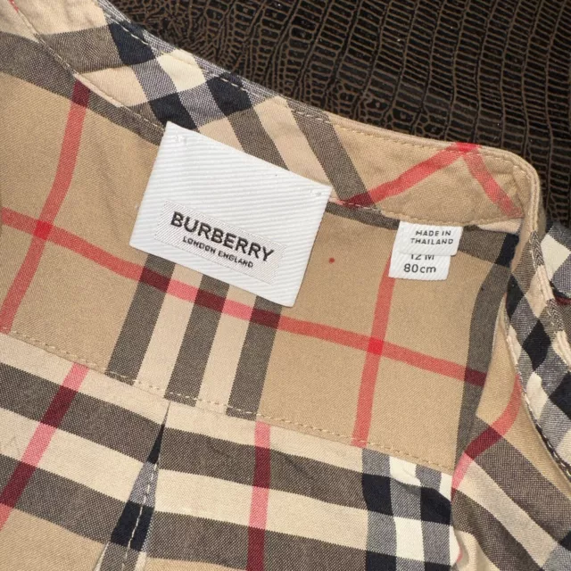 Authentic Burberry Baby's Pierre Check Print Jumpsuit (Unisex)