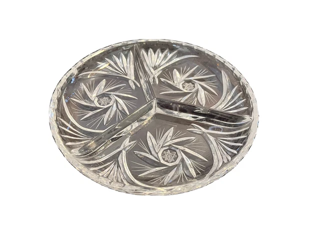 Antique American Brilliant Cut Crystal Glass Bowl Candy Dish
