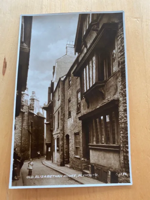 VintageValentines real photograph postcard- Old Elizabethan House Plymouth Devon