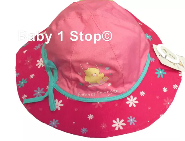 Girls Cotton Floppy Sun Hat Cute Forever Friends Design Pink 2-6 Years