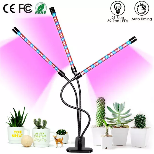 3-HEAD LED PLANT Grow Light 30W Flower Indoor Greenhouse Hydroponic ...