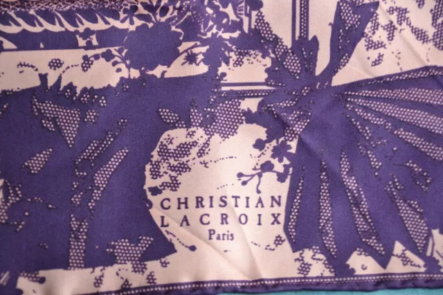 Authentique Foulard vintage " Christian Lacroix  PARIS"  carré de soie 3