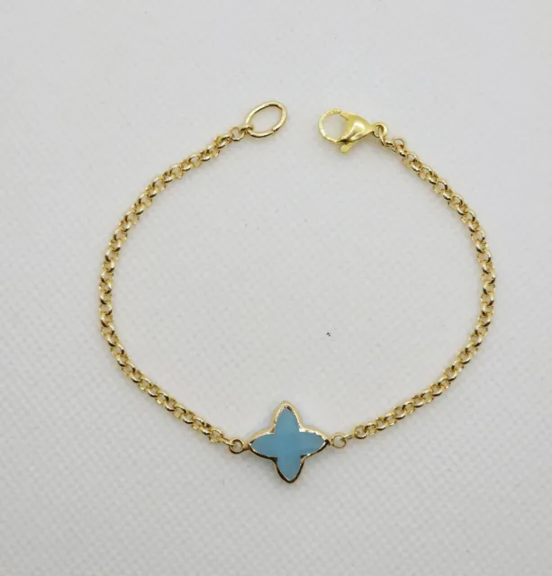 18K Gold Plated Lucky BLUE CLOVER Bracelet for Women Fashion Bracelets