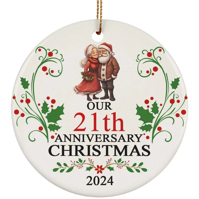 FUNNY SANTA CLAUS Couple 21th Anniversary 2024 Ornament Gift 21 Years