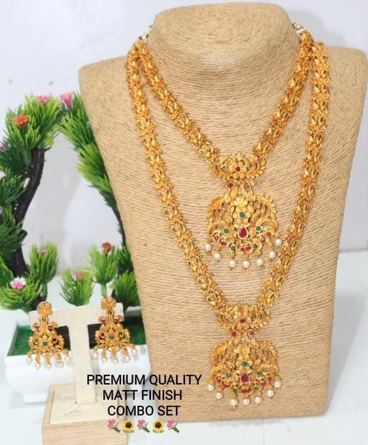 Ensemble De Bijoux Bollywood Indien Du Sud, Collier Ras-du-cou, Boucles D'oreilles, Plaqué Or, Ethnique
