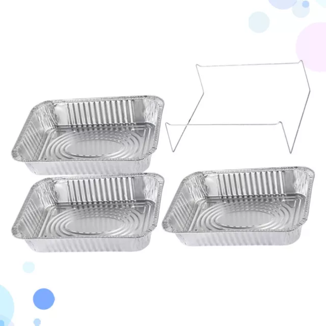 4 Pcs Food Container Containers Aluminum Foil Drip Pans with Cover