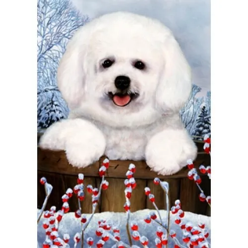 Winter House Flag - Bichon Frise Pup 15250