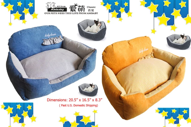 Ambaby Cozy Soft Dog Bed Orthopedic Washable Puppy Cushion Anti-Slip Backing Pet
