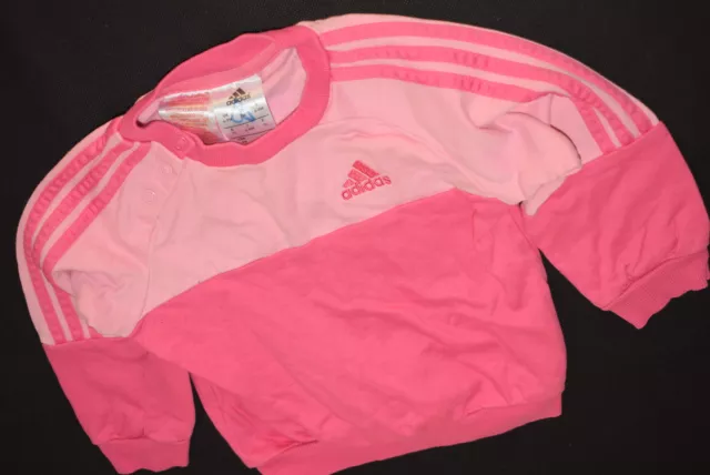 Felpa pullover Adidas maglione maglione casual rosa rosa ragazze 74 6-9M