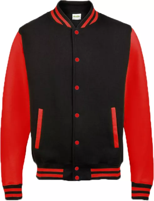 Klassische »VARSITY JACKET« Retro College BASEBALL Unisex Black/Red Rockabilly