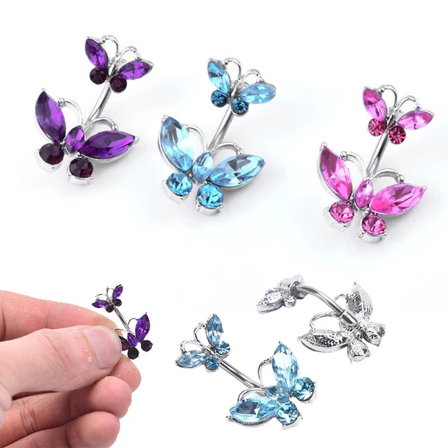 Zircon Crystal Butterfly Belly Button  Body Piercing Navel Ring JewelryA_tu