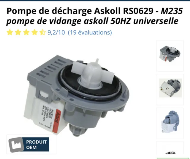 Pompe De Décharge Askoll 34W M235 Rs0629