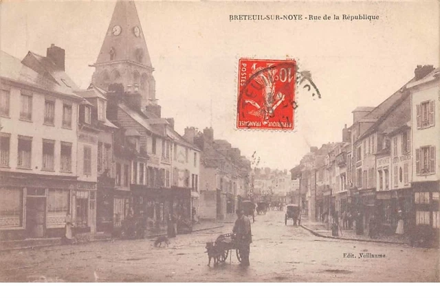 60. n° 103761 .breteuil sur noye .voiture a chien .rue de la republique .