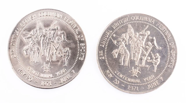1971 Festival of Sports Series British Columbia BC14 B & D Canadian Tokens