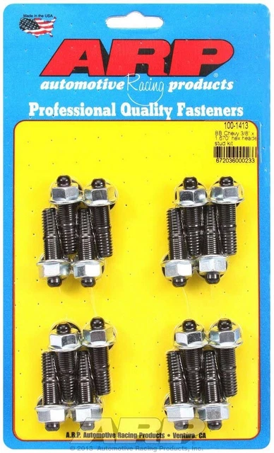 Arp Header Stud 1.670 In Hex Nuts Black Oxide Bbc 16 Pc P/N 100-1413