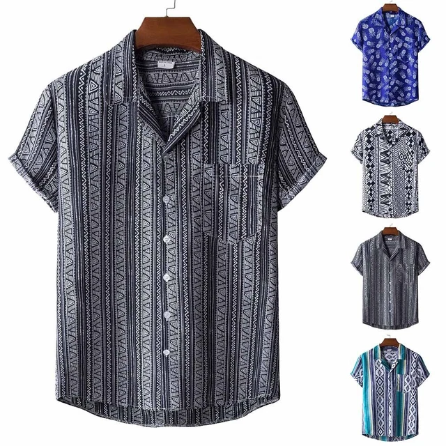 Camicia a manica corta con bottoni, taschinl e stampa 3D floreale