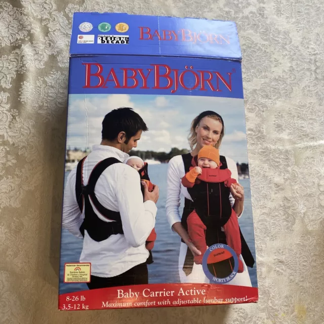 Portabebés activo BABY BJORN negro rojo 8-26 lb clip ajustable usado