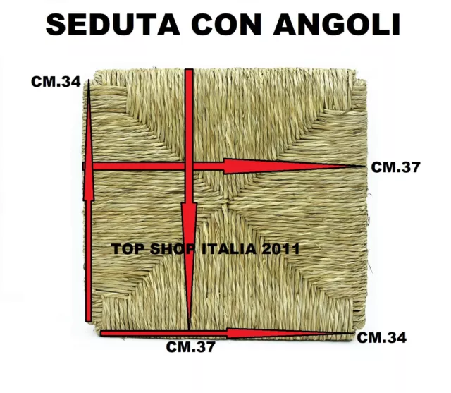SEDILE SEDUTA X SEDIA CON ANGOLI IN PAGLIA GUSCIO 37x37 ARTIGIANALE 12 2023