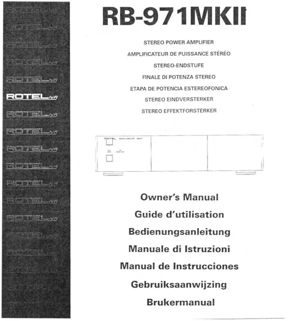 Bedienungsanleitung-Operating Istruzioni per Rotel RB-971 MK2