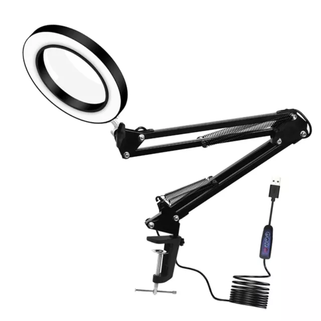 VEVOR Magnifying Glass with Light and Stand, 5X Magnifying Lamp, 4.3 Glass  Lens, Desk Magnifier with Light, 64 LED Lights 5 Color Modes, with Clamp  for Close Work, Reading, Repair Crafts