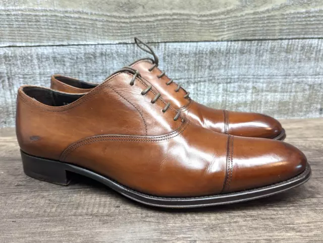 TO BOOT NEW YORK Brown Burnished Leather Cap Toe Oxfords Size US 9.5 M