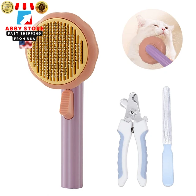 Hair Comb Slicker Cat Dog Brush Grooming Self Cleaning Pet Deshedding Massage 🐈
