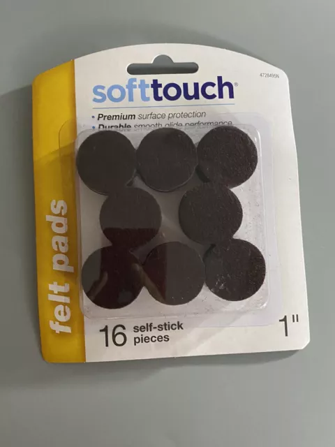 SoftTouch 1 Inch Round Premium Self-Stick Felt Pads Brown 16 Pack NEW!