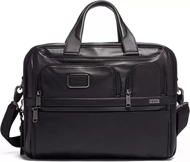 TUMI - Alpha 3 Expandable Organizer Leather Laptop Briefcase - New, Business