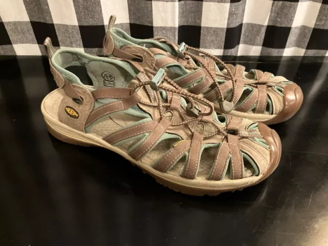 KEEN 1016577 Women's Whisper Waterproof Sandal Shoe Taupe Teal Size 10.5