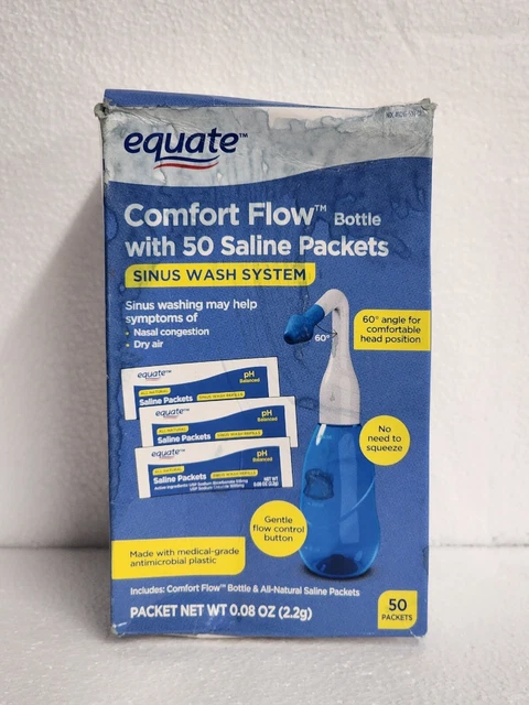 Sistema de lavado sinusal Equate Comfort Flow Neti Pot con 50 paquetes salinos