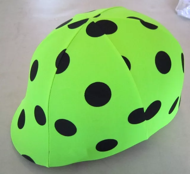 Horse Helmet Cover ALL AUSTRALIAN MADE Lime & Black dots Any size you need