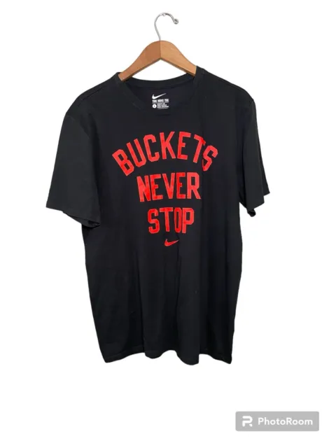 Nike Buckets Never Stop T-Shirt Mens Athletic Cut Dri-Fit Size Large Black