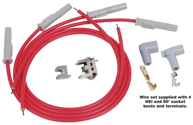 MSD 31159 Super Conductor Spark Plug Wire Set 4 Cyl Multi-Angle Plug, Socket/HEI
