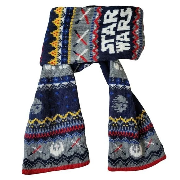 GAP x Disney Star Wars Fair Isle Knit Scarf Navy Blue Child One Size Boys Toddle