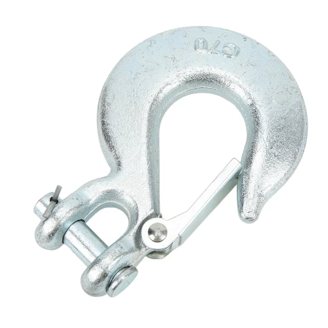 Crochet De Treuil 1/4" (6.3mm) Grade 70 Forgé - Plaqué Zinc, Loquet Sécurité - Capacité 1.8 Tonnes - Pour Treuils 4x4, Remorquage - 8
