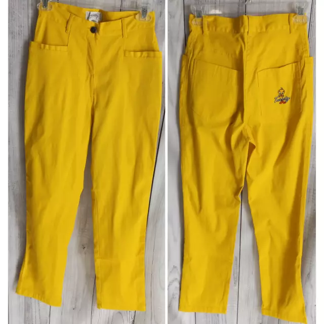 RARE VTG 90s JC de Castelbajac TWEETY Canary Yellow Slim Pants US 0 Looney Tunes RARE VTG 90s JC de Castelbajac TWEETY Canary Yellow Slim Pants US 0 Looney Tunes