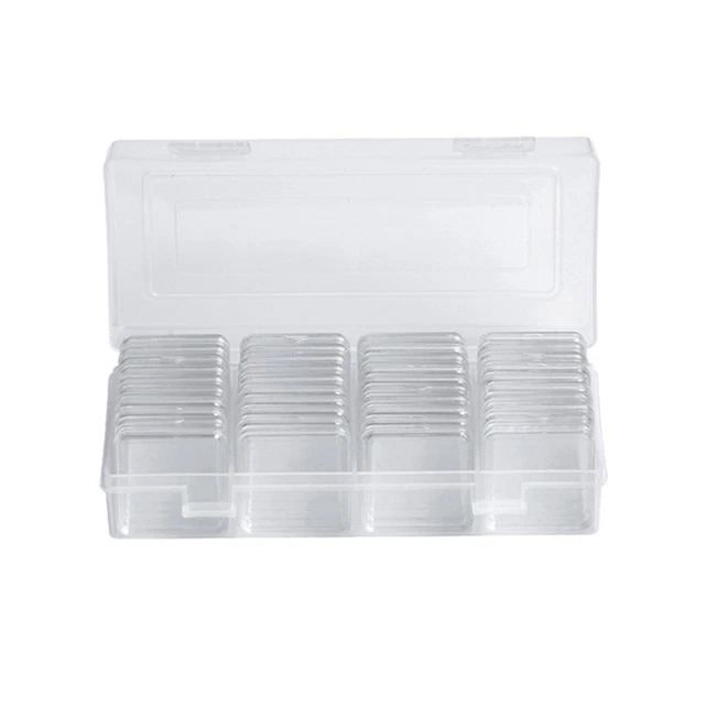 40Pcs Square Coin Boxes Storage Holder Container Boxes Case Capsules Collection