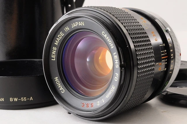 【''O'' Mark Concave NEAR MINT 】CANON FD 35mm F/2 SSC S.S.C MF Lens +Hood Case JP