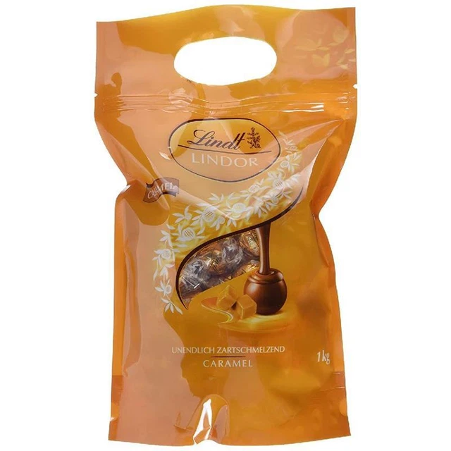 Sacchetto Lindt Lindor Caramello 1KG, riempito con Palline Lindor di Cioccolato al Latte Fine