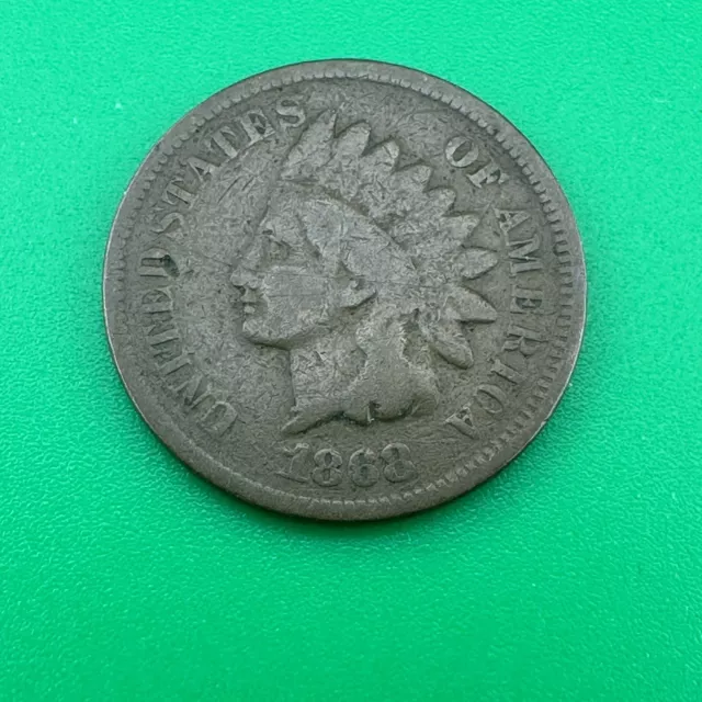 1868 Indian Head Cent Penny - Rare Date Semi Key Date Coin