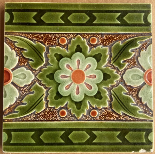 Germany - Villeroy & Boch - Antique Art Nouveau Majolica Tile C1900