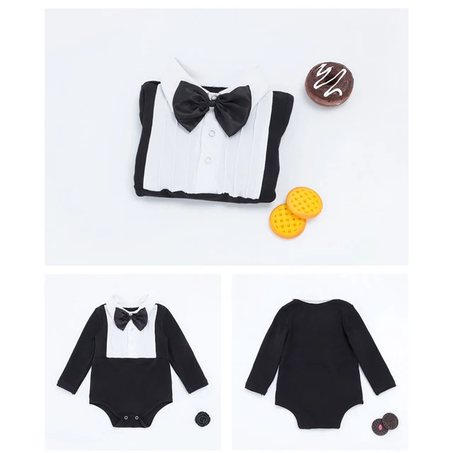 Tuta da gentiluomo neonato bambini neonato body neonato maniche lunghe 9